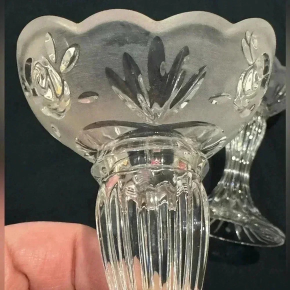 Vintage Rose Cottage Frosted Etched Glass Candlesticks Grannycore Cottagecore - Picture 5 of 13